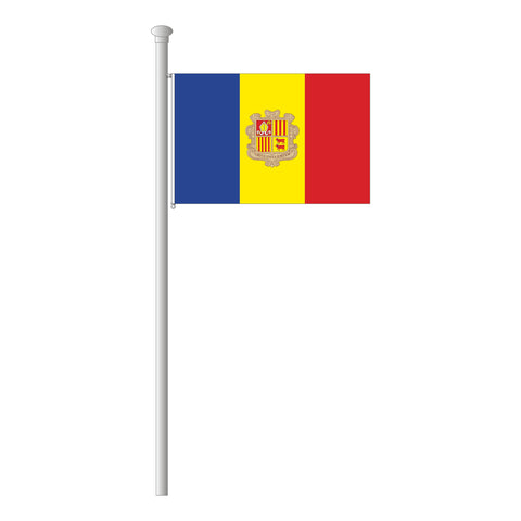 Andorra mit Wappen Flagge Querformat