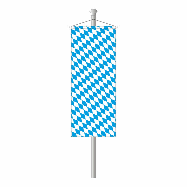 Bannerfahne Bayern mit weiß/blauer bayerischer Raute am Quertab