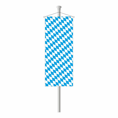 Bannerfahne Bayern mit weiß/blauer bayerischer Raute am Quertab