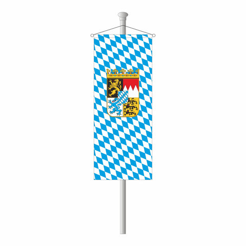 Bannerfahne Bayern weiß/blau bayerische Raute mit Bayern Wappen