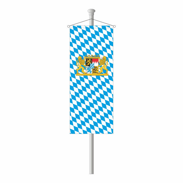 Bannerfahne Bayern weiß/blau bayerische Raute mit Bayern Wappen und Löwen