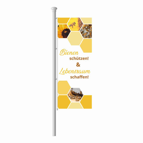 Hissfahne im Hochformat "Bienen retten"