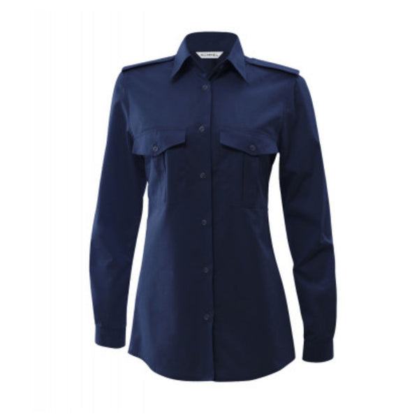 Marineblaue Pilotenbluse mit Pattentaschen