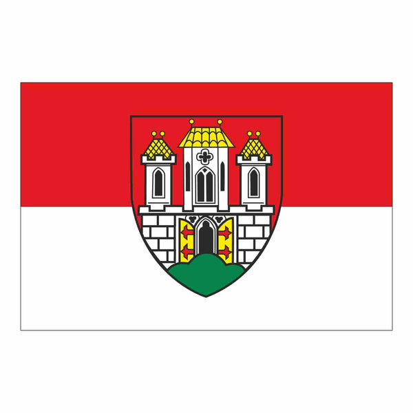 Stadtflagge von Burgenhausen mit Wappen