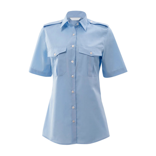 Pilotenbluse mit kurzen Ärmeln in Hellblau