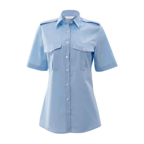 Pilotenbluse mit kurzen Ärmeln in Hellblau