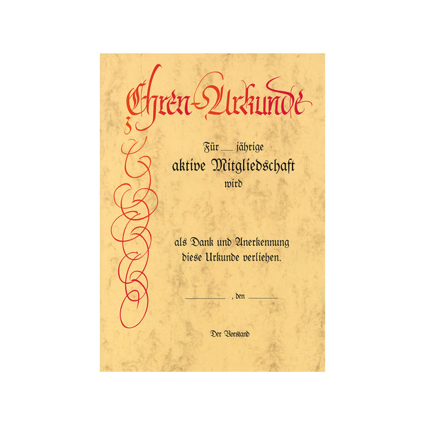 Ehrenurkunde mit Lagertext Nr. 85