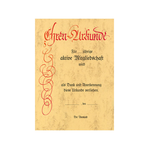 Ehrenurkunde mit Lagertext Nr. 85