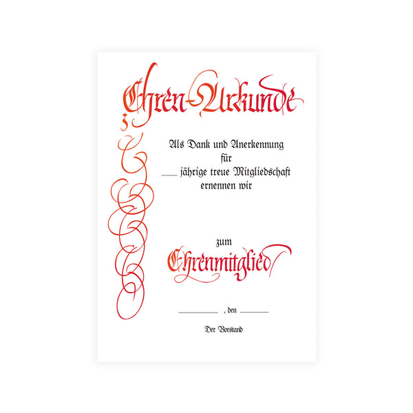 Ehrenurkunde mit Lagertext Nr. 45