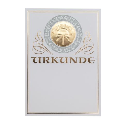 Urkunde Goldfolie Feuerwehrmotiv