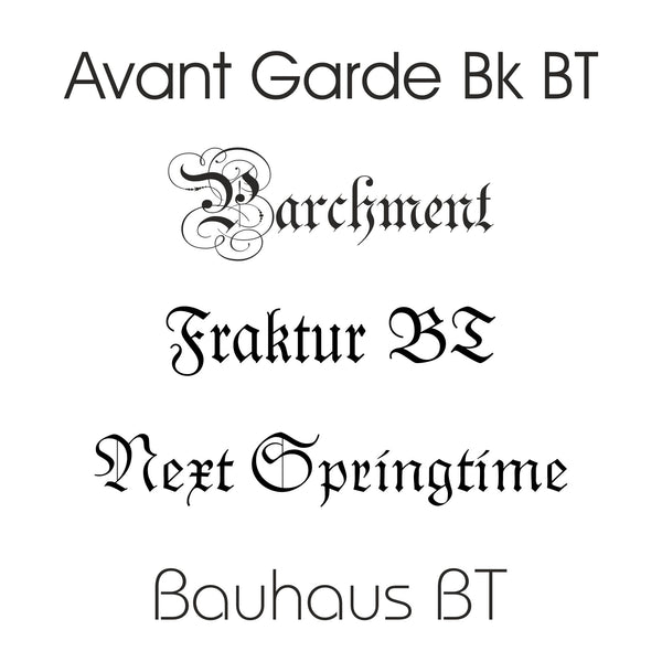 Schriftenauswahl für Urkunden mit Florianmotiven