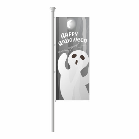 Hissfahne im Hochformat "Happy Halloween - Gespenst"