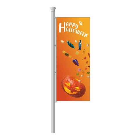 Hissfahne im Hochformat "Happy Halloween - Kürbis"