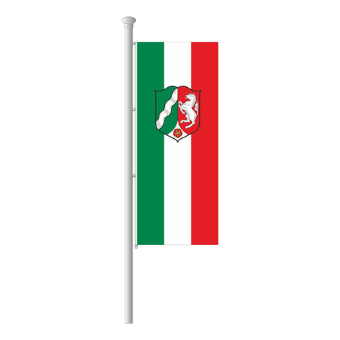 Nordrhein-Westfalen mit Wappen Hissfahne im Hochformat