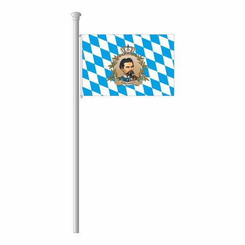 Flagge bayerische Raute - weiß/blau mit König Ludwig