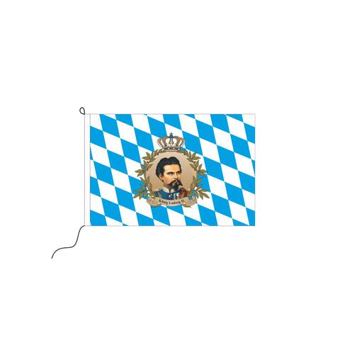 Kleinfahne Bayern, bayerische Raute mit König Ludwig