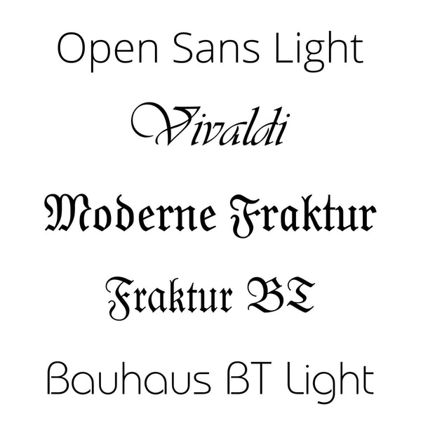 Verfügbare Schriften für die Urkunden mit neutralen Motiven