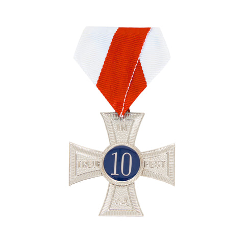 Feuerwehr Ehrenkreuz in Silber mit Zahl 10
