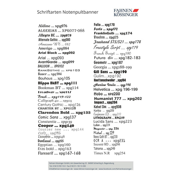 Notenpultbanner bestickt einfach