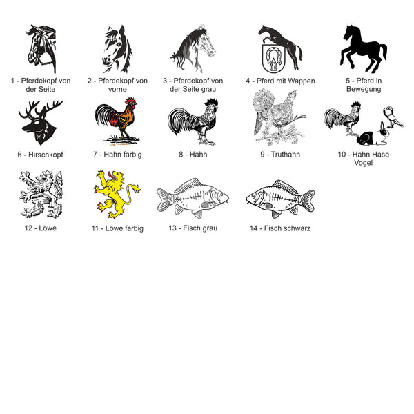 Tiermotive für Ehrungen entsprechender Zucht- oder Tiervereine
