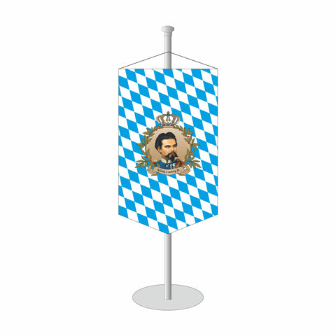 Tischbanner Bayern, bayerische Raute mit König Ludwig