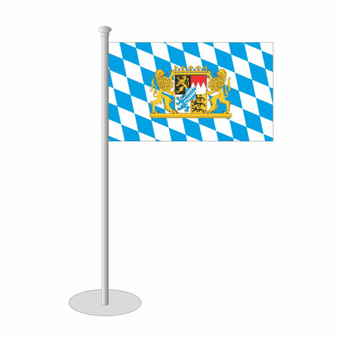 Tischfähnchen Bayern, bayerische Raute mit Bayernwappen und Löwen