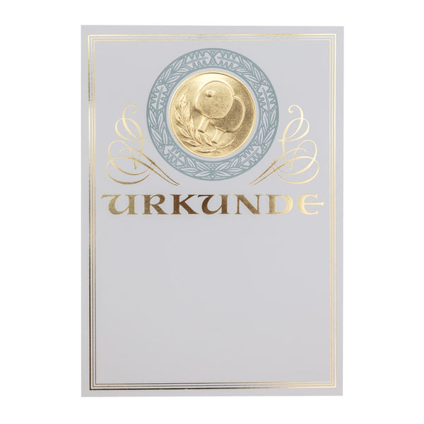 Urkunde Goldfolie Tischtennismotiv