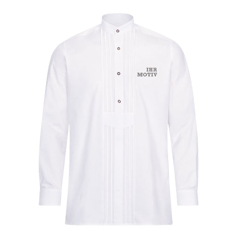 Besticktes Trachtenhemd mit Riegel und Stehkragen