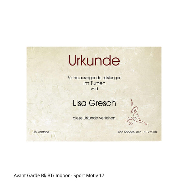 Turnerin auf Urkunde im Querformat