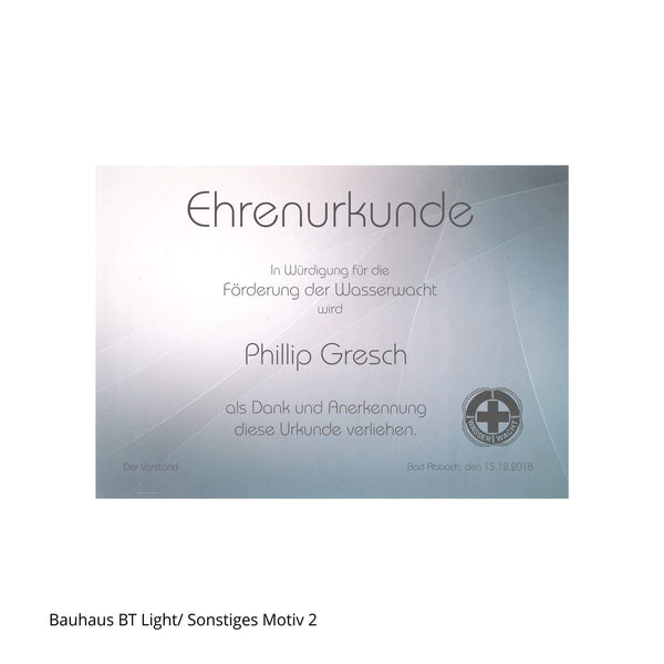 Wasserwacht-Ehrenurkunde mit entsprechendem Logo