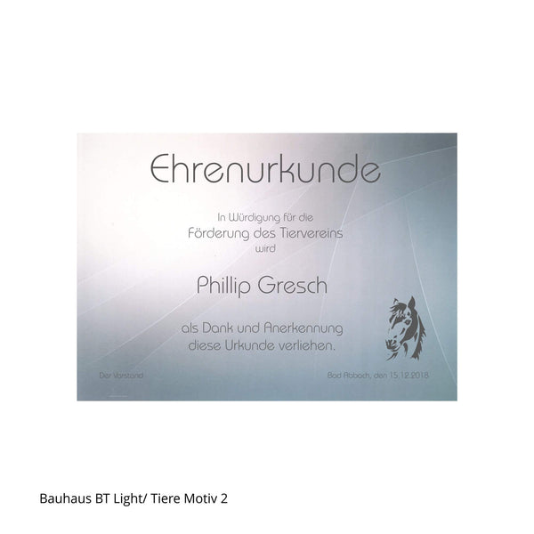 Pferdemotiv für Ehrenurkunde im Querformat