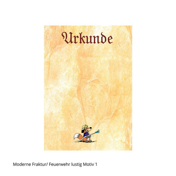 Löschender Hund auf Feuerwehrurkunde