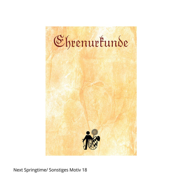 Gartenbauvereins-Motiv auf Ehrenurkunde in Frakturschrift