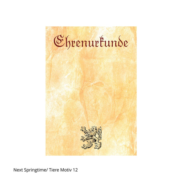 Ehrenurkunde mit stehendem Löwen