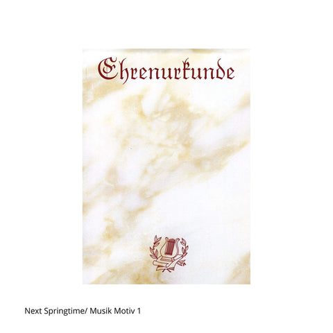 Ehrenurkunde mit Lyramotiv