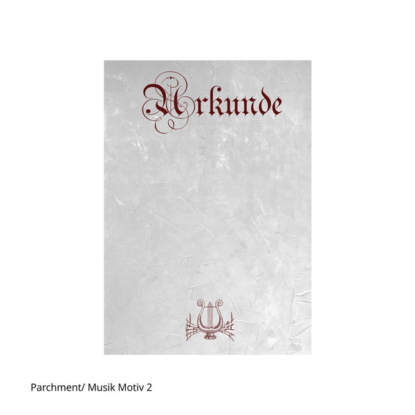 Urkunde mit Motiv Lyra und Notenzeile