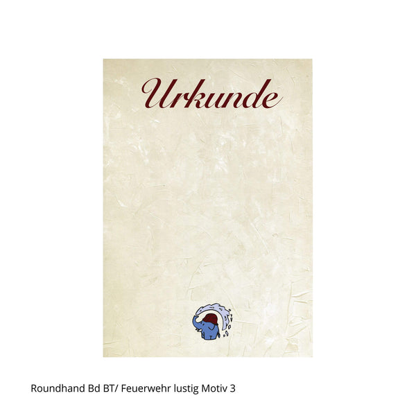 Feuerwehrurkunde mit Elefantenmotiv