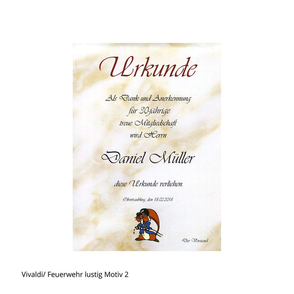 Feuerwehr-Biber auf Jugendfeuerwehr-Urkunde