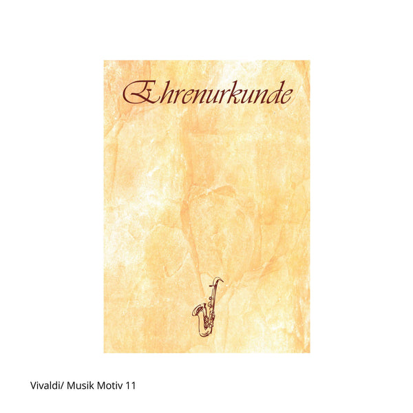 Musikmotiv Saxophon auf Ehrenurkunde ohne Text