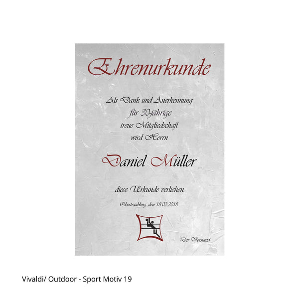 Beachvolleyball Piktogramm auf Ehrenurkunde