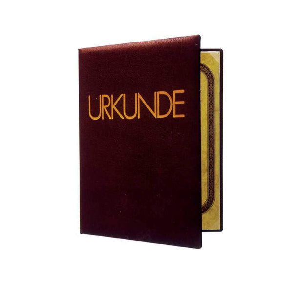 Edle Urkundenmappe in echt Leder mit goldenem Wort URKUNDE