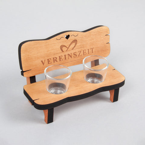 Schnapsbank mit 2 Gläsern individualisiert