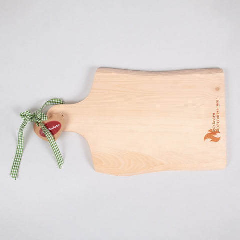 Schneidebrett Zirbe Wir lassen nichts anbrennen