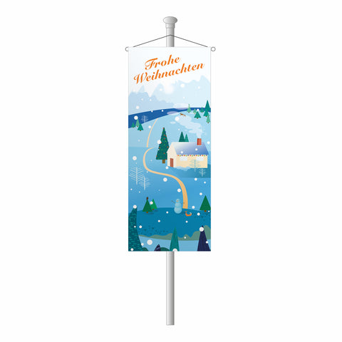 Bannerfahne "Frohe Weihnachten" Winterlandschaft