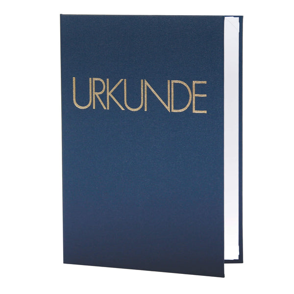Blaue Leinen-Urkundenmappe mit Goldprägung