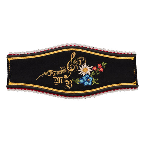 Brustschild für Tracht mit Musikmotiv und Alpenblumen