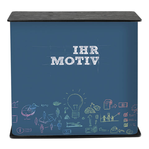 Eckiger Messetisch für Ausstellungen als Ablagefläche und Stauraum