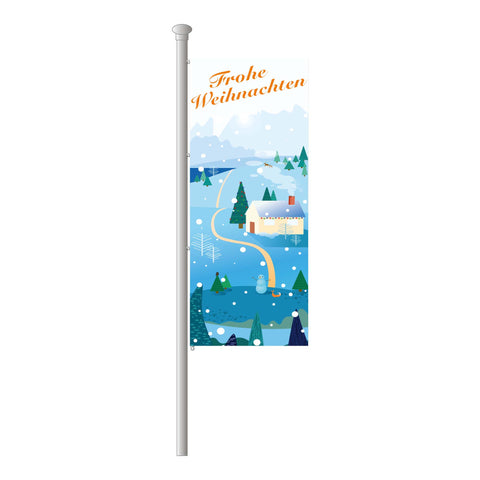Hissfahne "Frohe Weihnachten" Winterlandschaft