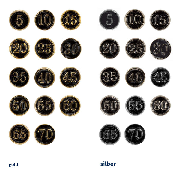 Zahlenplättchen gold und silber