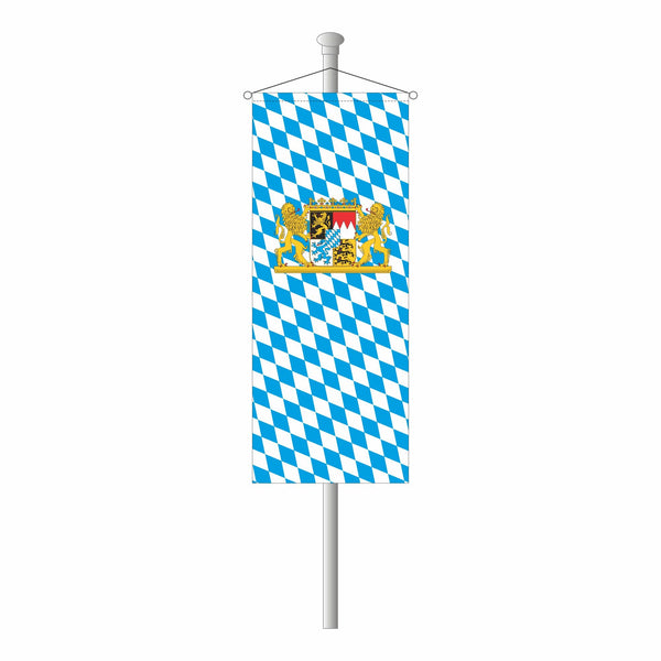 Bannerfahne Bayern weiß/blau bayerische Raute mit Bayern Wappen und Löwen